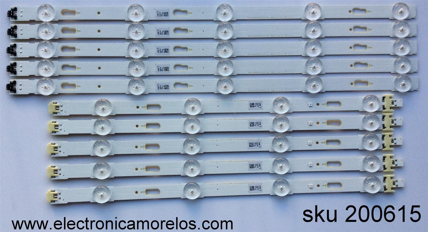 KIT DE LED'S PARA TV SAMSUNG (10 PIEZAS) / NUMERO DE PARTE BN96-34791A / BN96-34792A / V5DU-400DCB-R1 / V5DU-400DCA-R1 / LM41-00120S / LM41-00120R / PANEL'S CY-GK040 / CY-GJ040 / CY-WJ040 / MODELOS UE40JU / UN40JU / UN40KU / UN40MU / UA40JU / UA40KU